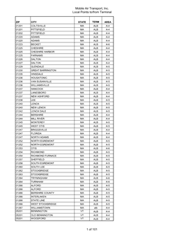 Mobile Air Transport, Inc. Local Points To/From Terminal 1 Of