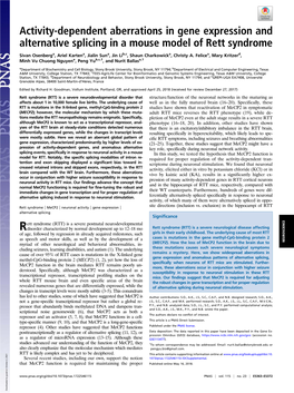 Activity-Dependent Aberrations in Gene Expression and Alternative