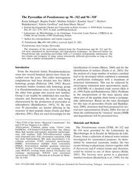 The Pyoverdins of Pseudomonas Sp. 96-312 and 96-318^