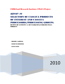 Report on Selection of Cassava Products of Interest and Cassava Processors/Processing Groups