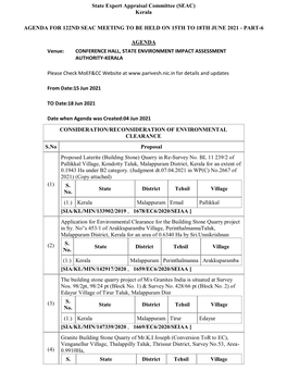 State Expert Appraisal Committee (SEAC) Kerala