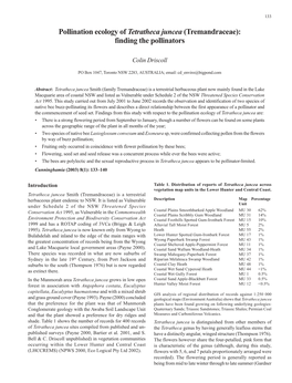 Pollination Ecology of Tetratheca Juncea (Tremandraceae) 133