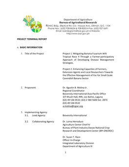 DA-BAR Terminal Report 2017: Mitigating Banana Fusarium Wilt