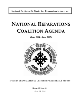 National Reparations Coalition Agenda for the Coming Year