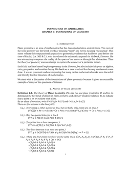 Foundations of Mathematics Chapter 1: Foundations of Geometry