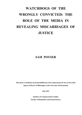 The Role of the Media in Revealing Miscarriages of Justice