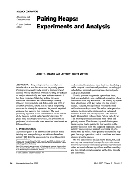 Pairing Heaps: Experiments and Analysis