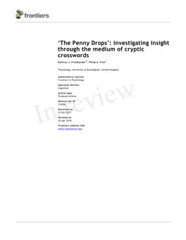 Investigating Insight Through the Medium of Cryptic Crosswords