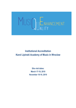 Institutional Accreditation Karol Lipinski Academy of Music in Wroclaw