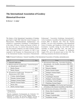 The International Association of Geodesy Historical Overview