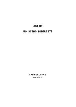 List of Ministers' Interests