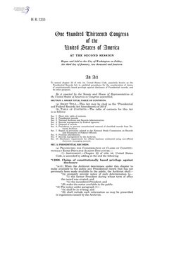 Establish Procedures for the Consideration of Claims of Constitutionally Based Privilege Against Disclosure of Presidential Records, and for Other Purposes