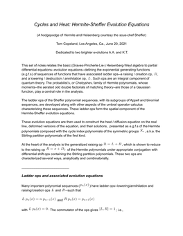 WDP Cycles and Heat: Hermite-Sheffer Evolution Equations