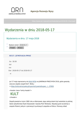 Wydarzenia W Dniu 2018-05-17 KULT