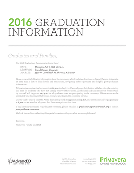 2016 Graduation Information