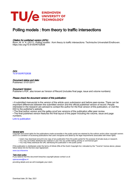 Polling Models : from Theory to Traffic Intersections