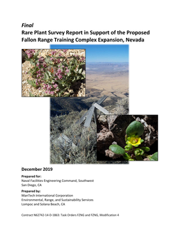 Rare Plants Survey Report – Proposed FRTC Expansion