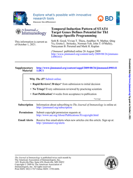 Lineage-Specific Programming Target Genes Defines Potential for Th1