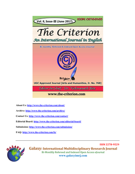 Galaxy: International Multidisciplinary Research Journal