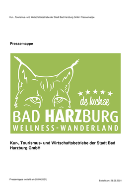 Und Wirtschaftsbetriebe Der Stadt Bad Harzburg Gmbh Pressemappe
