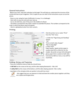 General Instructions Printing Folding, Gluing, and Tweezing