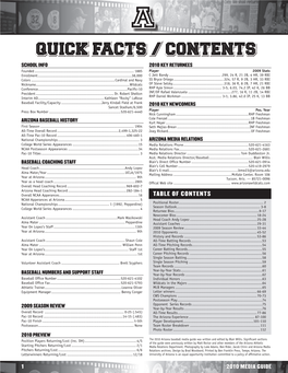 Table of Contents NCAA Apperances at Arizona