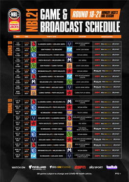 Game & Broadcast Schedule