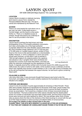 LANYON QUOIT SW 4298 3369 [OS Maps Explorer 102; Landranger 203]