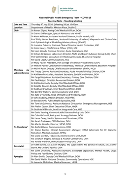 1 National Public Health Emergency Team – COVID-19 Meeting Note