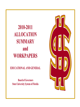 2010-2011 ALLOCATION SUMMARY and WORKPAPERS