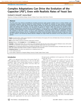 Complex Adaptations Can Drive the Evolution of the Capacitor [PSI ], Even with Realistic Rates of Yeast