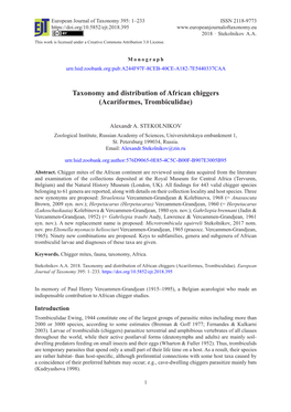 Taxonomy and Distribution of African Chiggers (Acariformes, Trombiculidae)