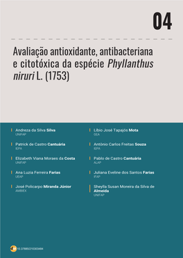 Avaliação Antioxidante, Antibacteriana E Citotóxica Da Espécie Phyllanthus Niruri L