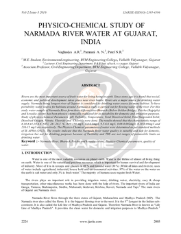 Physico-Chemical Study of Narmada River Water at Gujarat, India