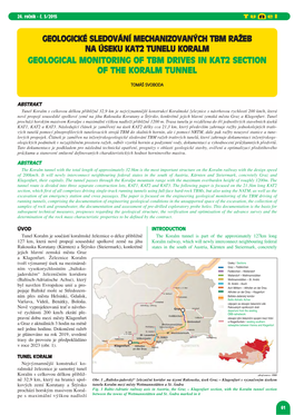 Geologické Sledování Mechanizovaných Tbm Ražeb Na Úseku Kat2 Tunelu Koralm Geological Monitoring of Tbm Drives in Kat2 Section of the Koralm Tunnel