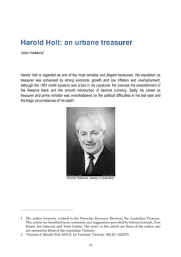 Harold Holt: an Urbane Treasurer