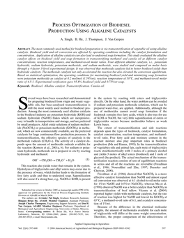 Process Optimization of Biodiesel Production Using Alkaline Catalysts