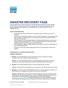 Disaster Recovery Faqs