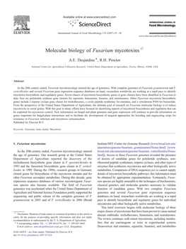 Molecular Biology of Fusarium Mycotoxins ☆ ⁎ A.E