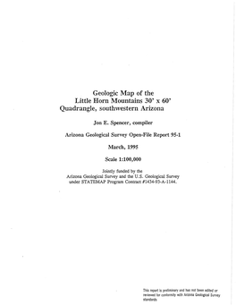 Geologic Map of the Little Horn Mountains 30' X 60' Quadrangle, Southwestern Arizona