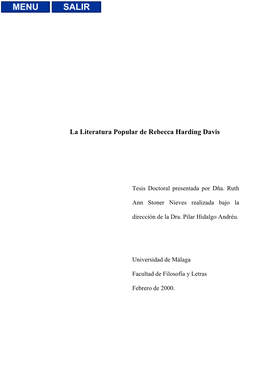 La Literatura Popular De Rebecca Harding Davis