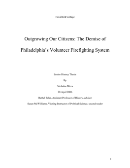 The Demise of Philadelphia's Volunteer Firefighting System