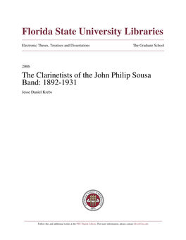 The Clarinetists of the John Philip Sousa Band: 1892-1931 Jesse Daniel Krebs