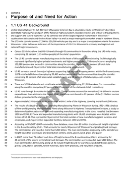 U.S. 41 Interstate Conversion Plan, Section 1 Purpose and Need