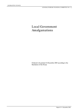 Local Government Amalgamations Report