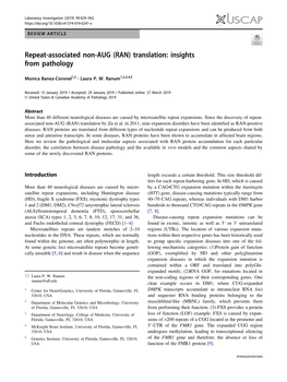 Repeat-Associated Non-AUG (RAN) Translation: Insights from Pathology