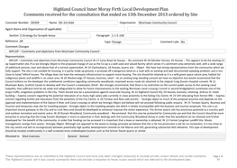 Highland Council Inner Moray Firth Local Development Plan Comments Received for the Consultation That Ended on 13Th December 2013 Ordered by Site