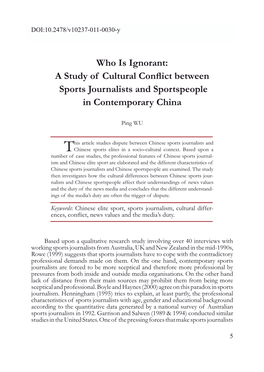 Who Is Ignorant: a Study of Cultural Conflict Between Sports Journalists and Sportspeople in Contemporary China
