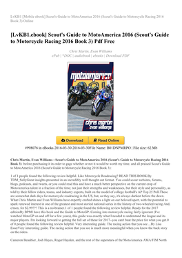 Scout's Guide to Motoamerica 2016 (Scout's Guide to Motorcycle Racing 2016 Book 3) Online