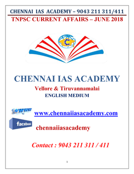 9043 211 311/411 Tnpsc Current Affairs – June 2018